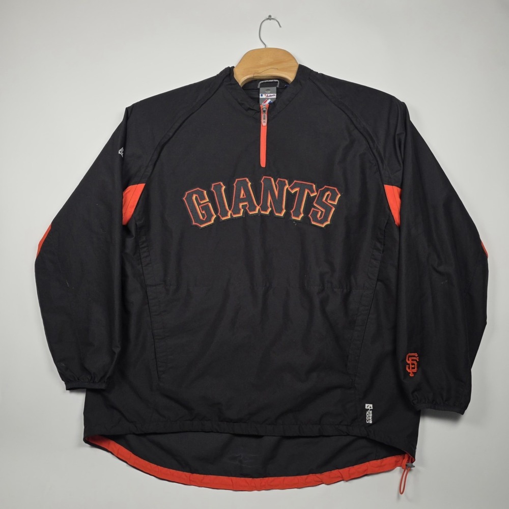 San Francisco Giants Majestic Authentic Jacket Men XL Convertible Sleeve 1/4 Zip